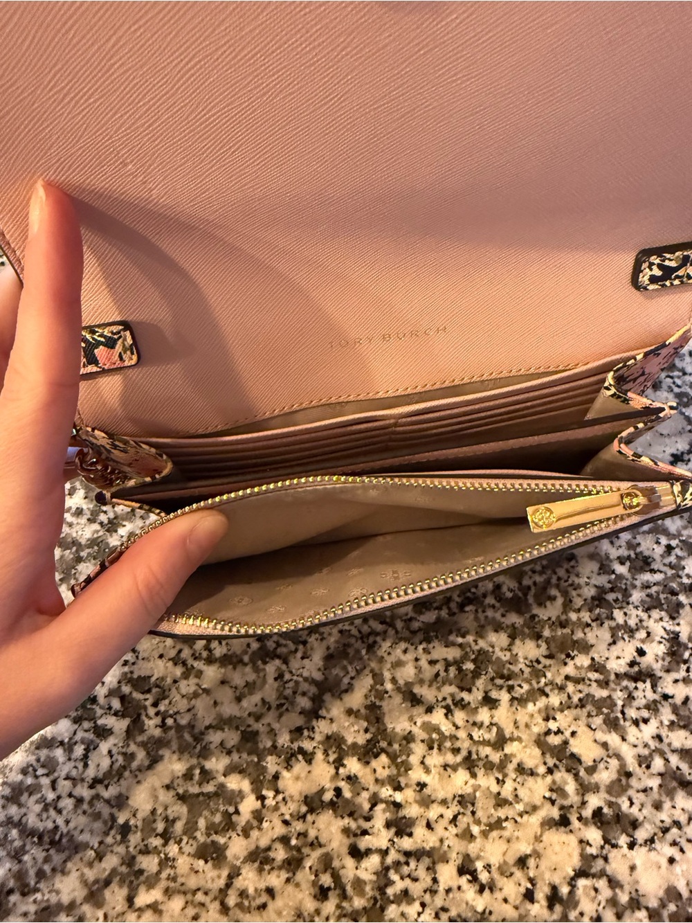 Tory Burch Pink Floral Chain Crossbody Bag with Gold Chain - Picture 5 of 7